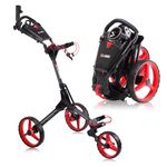 Cube Cart 3 Wheel Golf Push Cart - Smallest Folding Lightweight With Two Step Open/Close, Adjustable Handle & Foot Brake - Free Umbrella Holder Included