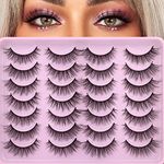 Newcally Natural Lashes Wispy False Eyelashes 3D Cat Eye Lashes Mink Faux Fluffy Fake Eyelashes 14 Pairs Pack