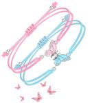 Zibuyu® Bracelet for Girls, Friendship Bracelet Adjustable Rope Bracelets for Girls BFF Bracelets Fashion Pink & Blue Friendship Bracelets Jewelry Gifts for Girls, Friends, Sisters