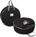 Primode Christmas Wreath Storage Bag 30" - 2 Pack Artificial Wreath Container - Garland Holiday Xmas Wreaths Holder - Sturdy Handles - Card Slot Zipper Strong 420D Oxford (30 Inch, Black)