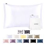 LILYSILK 100% Pure Mulberry Silk Pillowcase Both Sides, 19 Momme Real Charmeuse Silk Pillow Case Cover for Hair and Skin 1 Pc, Envelope Closure, White, Queen 50x75cm