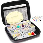 Mexican Train Dominoes Game Set, Double 12 Colored Dot Dominoes with Update Hub, Travel Mexican Train Game with 91 Tiles and Portable Carry Case, Family Board Team Games for Kids and Adults