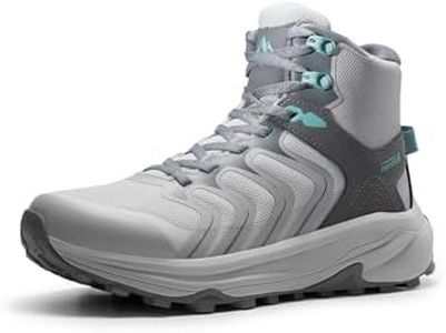 NORTIV 8 Women's Hiking Boots Waterproof with Arch Support Sneakers Walking Outdoor Comfortable Lightweight Boot Echo Mid,Size 9,Light Grey,NWUMHB2502
