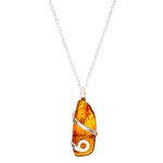 GEMKORA Natural Amber Crystals Wire Wrapped Pendant Necklace, Healing Rough Gemstone, Birthday, Gift for her, 925 Sterling Silver Christmas Jewelry 18 inch