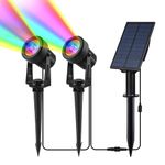 CORESLUX Solar Spot Lights Outdoor Garden RGB Solar Spotlights Color Changing Garden Uplighters Solar SpotLights Outdoor IP65 Waterproof Decorative Lighting for Garden Yard Lawn Path 2 in 1