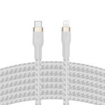 Belkin BoostCharge Pro Flex Braided USB Type C to Lightning Cable (3M/10ft), MFi Certified 20W Fast Charging PD Power Delivery for iPhone 14, 13, 12, 11, Pro, Max, Mini, SE, iPad - White