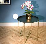 Loft Range Round Side Coffee Table - Metal Removable Top and Folding Legs