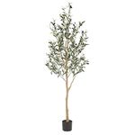 Realead 6ft Artificial Olive Tree, Tall Faux Olive Tree Plants, Fake Potted Olive Silk Tree with Branches and Fruits, Artificial Trees for Modern Home Office Living Room Floor Decor Indoor (72in)