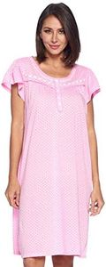 Casual Nights Women's Short Sleeve Polka Dot And Lace Nightgown - Pink - 4X-Large