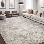 Area Rug Living Room Rugs - 8x10 Abstract Large Soft Indoor Washable Rug Neutral Modern Low Pile Carpet for Bedroom Dining Room Farmhouse Home Office - Brown