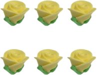 O'Creme Rose Royal Icing Sugar Flower 3/4 Inch High - for Cake Decorating - Decorations for Cakes, Cupcake Toppers - Birthday, Wedding, Valentines, Baby Shower - Set of 6 Pastel Yellow