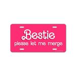 Honey Dew Gifts, Bestie Please Let Me Merge, Funny License Plate, Vanity Plates Cars, Front License Plate for Women, Cute Girly Car Tag, Car Accessories for Teens, 12 inch by 6 inch, HDG-1629