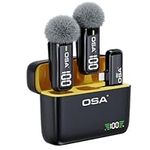 OSA 2Pcs Wireless Microphone for iPhone iPad with Charging Case and Transmitter Digital Display, 36H Clip on Lapel Microphone Wireless for Video Recording