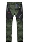 YSENTO Women Hiking Camping Pants Fleece Lined Warm Water Resistant Skiing Snow Pants Army Green M