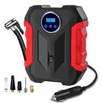 CaRSun Digital Tyre Inflator Portable Air Compressor,150 PSI 12V Air Pump Tyre Inflation With Tyre Pressure Gauge And LED Light,Auto Shut Off Feature Red