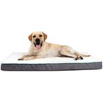 EDUJIN Medium Memory Foam Grey Dog Bed - Rectangle Pet Bed with Removable Washable Cover - Soft Anti Slip Pad Mat for Pets up to 50 lbs (30" x 20" x 3")