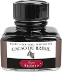 Jacques Herbin - Ref 13045T - Ink for Fountain Pens & Rollerball Pens - Cacao du Brésil / Brazillian Brown Cocoa - 30ml Bottle with Integrated Pen Rest - Brown-Coloured Ink