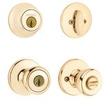 Kwikset 690 Tylo Entry Knob and Single Cylinder Deadbolt Combo Pack Featuring SmartKey® in Polished Brass