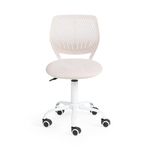 Homy Casa Desk Chair Adjustable Swivel Office Chair Fabric Seat Ergonomic Task Chair without Armrest (Verita Beige)