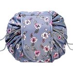 Bakumon Quick Drawstring Makeup Bag Travel Cosmetic Bag Waterproof String Cosmetic Pouch Bag Small Makeup Organizer Bag with Large Capacity Portable Toiletry Bag for Women Girl (Rose)