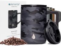 Elemental Summit Insulated Coffee Mug - Triple-Wall Stainless Steel Travel Cup for Hot and Cold Drinks - Thermal Coffee Mug with Lid and Handle for Camping, Office, and Travel 16oz - Black Camo