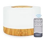 Premium 500ml Ultrasonic Essential Oil Diffuser - Quiet Humidifier with 7 LED Colors, Remote Control, and Timer for Relaxation & Wellness in the Home, Office, and Spa