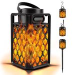 Outdoor Bluetooth Speaker with Flame Atmosphere, Waterproof Wireless Speaker with Wall Mount/Stake/Hook, Led Torch Lantern, Camping Patio Accessories, 10W Stereo Sound, Gifts for Men, Women, Dad