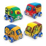 Melissa & Doug Pull-Back Construction Vehicles - Soft Baby Toy Play Set of 4 Vehicles | Soft Toy Cars For Infants, Construction Toys, Pull Back Cars For Babies Ages 9m+