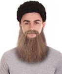 HPO Men's Synthetic Hair Long Beard Cosplay Facial Hair (Brown)