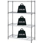 HCY 4-Tier, Shelf Heavy Duty, Shelving Unit NSF Height Adjustable Metal Storage Rack for Laundry Bathroom Kitchen Garage Pantry Organization 1000 LBS Capacity -14''x36''x54'' (Chrome)