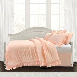 Lush Decor Reyna Ruffle Daybed 6 Piece Set 68" W x 92" L, Blush - Pink Bedding Set - Daybed Comforter Set - Ruffled Bedding - Coquette Decor