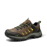 NORTIV 8 Men's Waterproof Hiking Shoes Leather Low-Top Hiking Shoes for Outdoor Trailing Trekking Camping Walking,Size 12,Black/Brown/Yellow,Quest-1