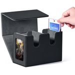 UAONO Deck Box with Dual Commander Displays, Card Storage Box Holds 280+ Single-Sleeved Cards, Trading Card Box Suitable for CCG, MTG, EDH（Black&Gray）