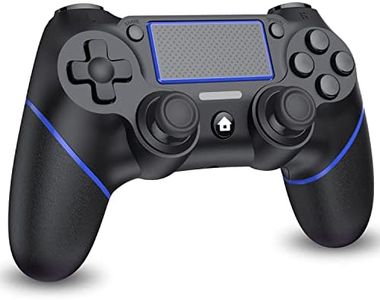 Wireless Controller Gamepad for PS4/PS4 Slim/PS4 Pro with USB Charge Cable with Vibration, Clickable Touchpad, Audio Function, Light Bar and Anti-Slip (Black Blue)