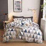 LifeTB Cotton Triangle Bedding Sets Twin Kids Geometric Duvet Cover for Boy Girl Gray Triangle Print Comforter Teen Adult Triangle with 2 Pillowcases, Twin(68''x86'')