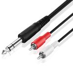 TNP Premium 1/4 Inch (6.35mm) TRS to Dual RCA Cable 10 Feet Balanced TRS Cable 1/4 Inch to 2 RCA Y Splitter, Red and White Male RCA to 1/4 Adapter Headphone Jack