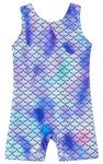 UMELOK Girls Gymnastics Leotards One Piece Shorts Sleeveless Biketards Kids Dance Outfit Fish Scale02,3-4T