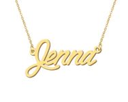 Jenna Pendant Name Necklace 18k Gold Plated Stainless Steel Script Nameplate Necklace Jewelry for Best Friends