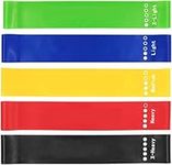 KKTECH Resistance Bands, Set of 5 Skin-Safe Fitness Exercise Loop Bands with 5 Varying Resistance Levels, Carrying Case, Perfect for Home, Gym, Yoga, Training (Green - Blue- Yellow - Red - Black)