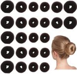 WSERE 18pcs Hair Bun Maker Shaper, Black Hair Donut Bun Maker, Hair Doughnut Shaper Bun Twister, Foam Sponge Doughnuts Sock Bun Ring Styler Maker for Girls Women Thin/Thick Hair, Small Medium Large