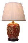 DOWNTON INTERIORS Large Red Floral Oriental Ceramic Table Lamp (M8773)