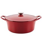 Rachael Ray 48323 Enameled Cast Iron Dutch Oven/Casserole Pot with Lid, Red