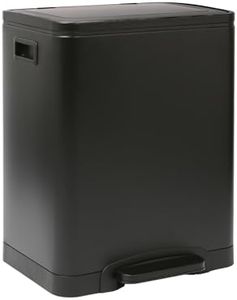 Harbour Housewares 30L (2x15L) Stainless Steel Double Kitchen Pedal Bin - Soft Close Compartments for Recycling and Waste - Matte Black Dual Trash Can with Removable Inner Buckets for Home or Office