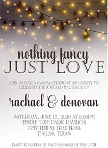 Casual Backyard Wedding Inviations, Set of 12 - Bistro Light Inspired Wedding Invitations With Envelopes (Amber Ombre)