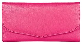 J. Wilson London Ladies RFID Safe Designer Soft Leather Purse Card Women Clutch Wallet with Zip Pocket Gift Boxed (Pink)