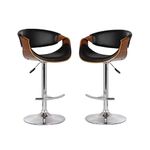 My Art Design - Set of 2 Chairs Swivel Adjustable Bar Stool in Black Faux Leather & Walnut Wood Finish for Kitchen Stool Dinning Chair for Home Office Cafe Restaurant (2 Chairs) (Style 1)