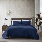 Brielle Quilt Set with Cotton Backing, Navy, Full/Queen