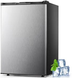 LHRIVER 3.0 Cu.ft Upright Freezer, Compact Mini Freezer with Removable Shelves, Adjustable Thermostat, Reversible Door Hinge, Quiet Small Freezer Upright for Home/Office/Kitchen/Dorm (Silver)