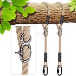 BeneLabel 2 Pack Swing Rope, 2M Hammock Straps Adjustable Extendable Polyester String for Outdoor Tree Hanging Chair Playground Set Accessories, up to 1000lbs, 10mm Diameter, Natural