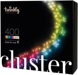 Twinkly Cluster – App-Controlled LED Cluster Lights String with 400 RGB+W (16 Million Colors + Pure Warm White) LEDs. 19.7 feet. Green Wire. Indoor and Outdoor Smart Lighting Decoration